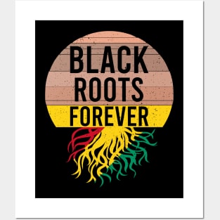 Black Roots Forever  Black History Month Honoring Sunset Posters and Art
